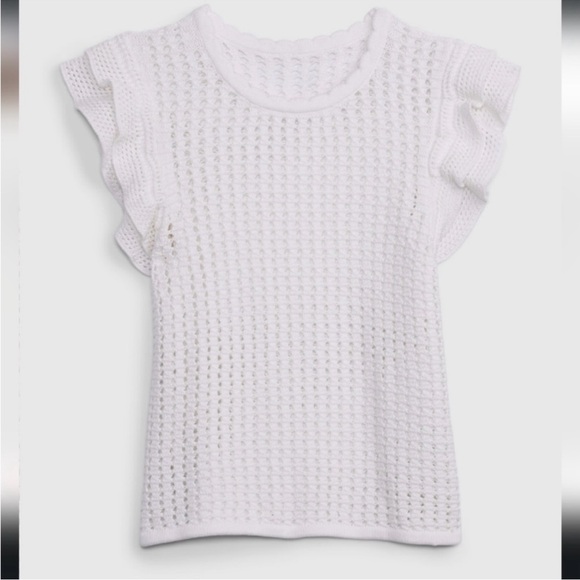 NWT Gap Flutter Sleeve Crochet Sweater Off White Color XXL Tall - Picture 3 of 6